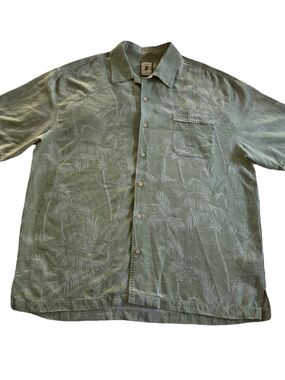 Jamaica Jaxx Light Green Palm-Print Short Sleeve Shirt Jacket